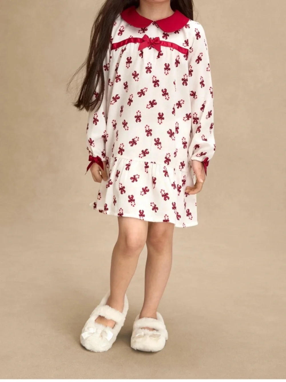 Candy cane flannel ruffle nightgown